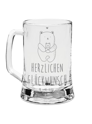 Mr. & Mrs. Panda Gravur Bierkrug Bär Baby mit Spruch in Transparent