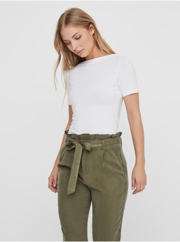 Vero Moda Basic Stretch T-Shirt mit U-Boot-Ausschnitt VMPANDA in Weiß-2