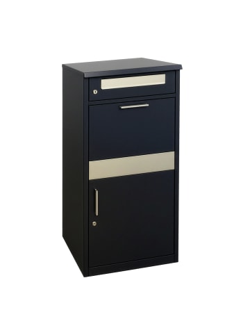 relaxdays Briefkasten in Schwarz/ Silber - (B)50 x (H)112 x (T)37 cm