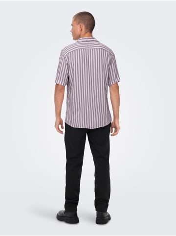 Only&Sons Gestreiftes Kurzarm Hemd ONSWAYNE in Rosa