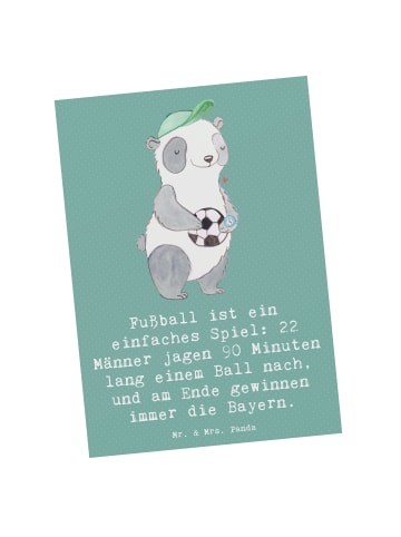 Mr. & Mrs. Panda Postkarte Fußball Bayern mit Spruch in Meeresbrise