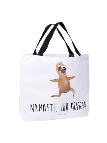 Mr. & Mrs. Panda Strandtasche Faultier Yoga mit Spruch in Weiß