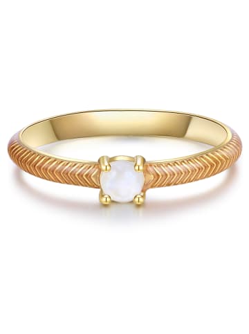 Glanzstücke München Ring aus Sterling Silber mit Mondstein in gelbgold