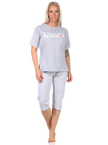 NORMANN CapriSchlafanzug Hose "New York City Loving" - 65222 in Grau