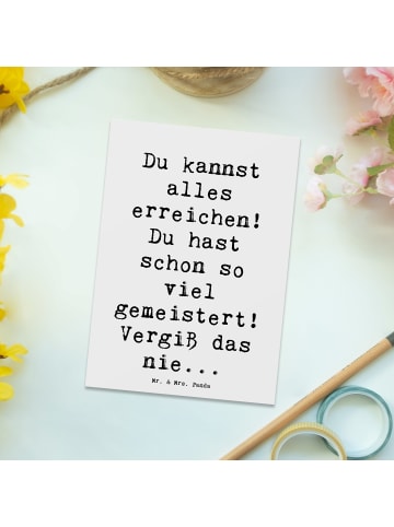 Mr. & Mrs. Panda Postkarte Spruch Selbstvertrauen stärken mit Sp... in Weiß