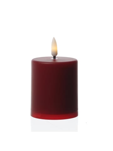 MARELIDA LED Mini Kerze Grabkerze für Laternen Timer Sensor H: 10cm in rot