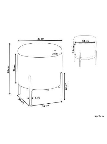 Beliani Pouf WENONA in Schwarz - (W) 37 x (H) 40 x (L) 37 cm