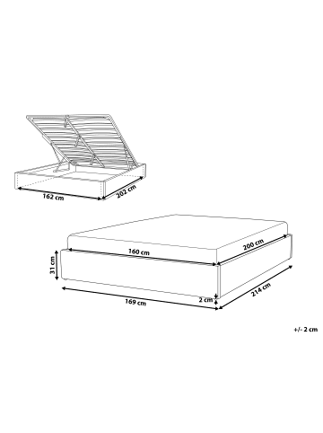 Beliani 2-tlg Doppelbett DINAN in Beige