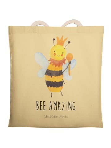 Mr. & Mrs. Panda Tasche Biene König mit Spruch in Gelb Pastell