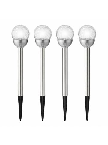 MARELIDA 4er Set Solar Wegleuchten Bruchglas-Optik Gartenleuchte Kugel H: 30cm