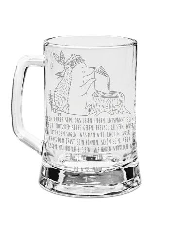 Mr. & Mrs. Panda Gravur Bierkrug Igel Federschmuck mit Spruch in Transparent