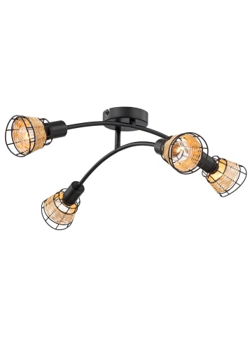 home24 Deckenleuchte Lendum III in Schwarz / Braun