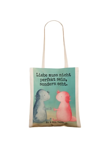 Mr. & Mrs. Panda canvas tasche Axolotl Liebe Design mit Spruch in Weiß