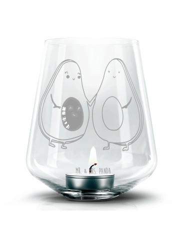 Mr. & Mrs. Panda Teelicht Glas Avocado Pärchen ohne Spruch in Transparent