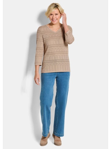 GOLDNER Sommerpullover mit V-Ausschnitt in beige