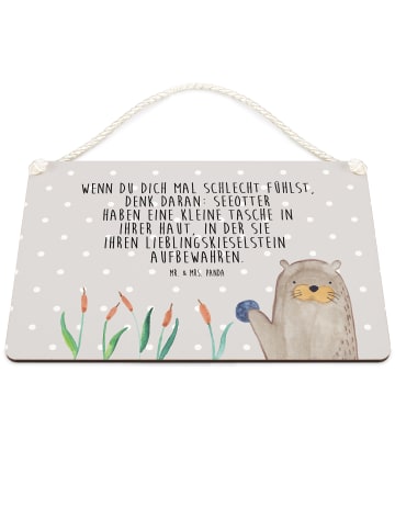Mr. & Mrs. Panda Schild Otter Stein mit Spruch in Grau Pastell