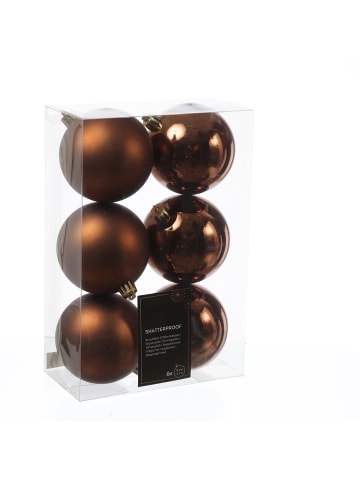 MARELIDA 6er Set Weihnachtskugeln Baumkugeln Glas D: 8cm in braun