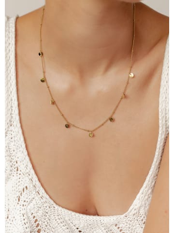 Hey Happiness Vergold. Kette mit Kreis Anhängern Edelstahl in Gold - (L) 43-48 cm