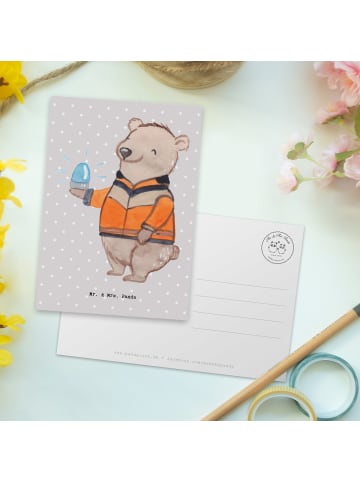 Mr. & Mrs. Panda Postkarte Rettungssanitäter Herz ohne Spruch in Grau Pastell