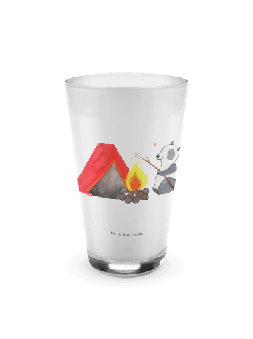 Mr. & Mrs. Panda Latte Macchiato Glas Panda Campen ohne Spruch in Transparent