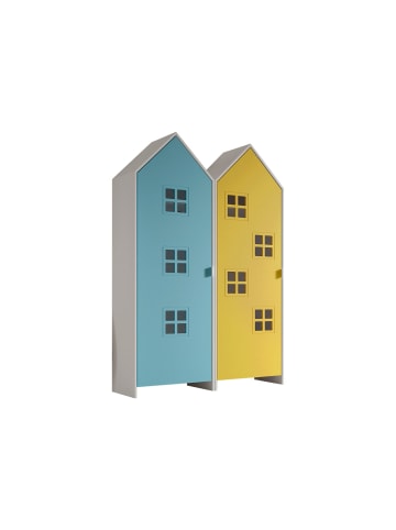 58 aufm Kessel REGALSCHRANK Set Kania 115x37x171 MDF Weiß /Bunt