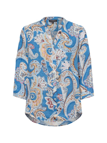 Franco Callegari Leinenbluse in blau beige - 0069
