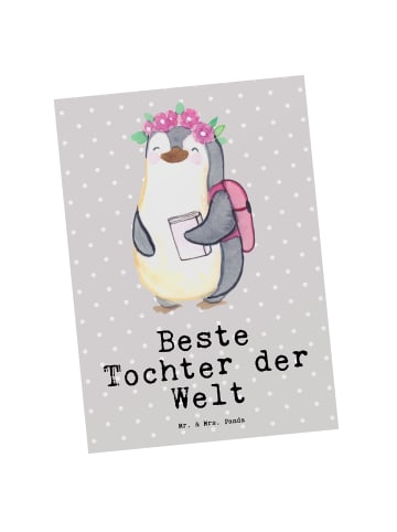 Mr. & Mrs. Panda Postkarte Pinguin Beste Tochter der Welt mit Sp... in Grau Pastell
