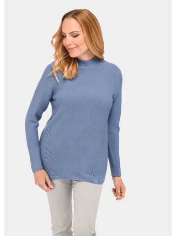 GOLDNER Sportiver Strickpullover mit figurschmeichelnden Details in rauchblau / melange