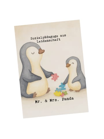 Mr. & Mrs. Panda Postkarte Sozialpädagoge Leidenschaft Design mi... in Weiß