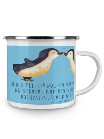 Mr. & Mrs. Panda Camping Emaille Tasse Flitterwochen Abenteuer m... in Sky Blue