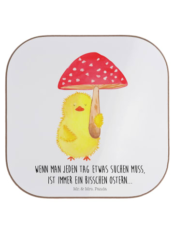 Mr. & Mrs. Panda Untersetzer für Gläser Küken Fliegenpilz mit Sp... in Weiß