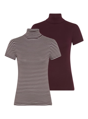 FLASHLIGHTS Rollkragenshirt in bordeaux+stripe