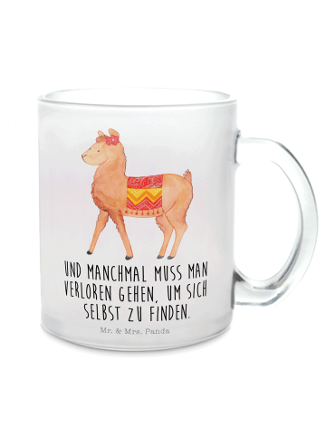 Mr. & Mrs. Panda Trinkglas Alpaka Stolz mit Spruch in Transparent