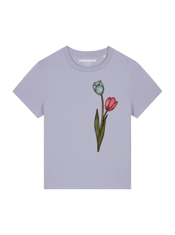 wat? Apparel T-Shirt Blume in Wasserfarbe 05 in Lavender