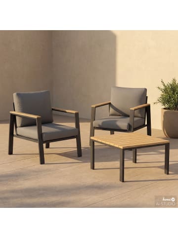 home24 Loungeset Aviel 3-teilig in Grau / Braun