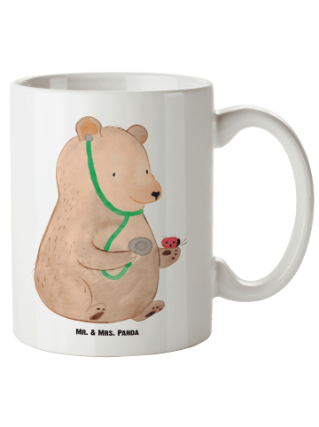 Mr. & Mrs. Panda Kaffeetasse Bär Arzt ohne Spruch in Weiß