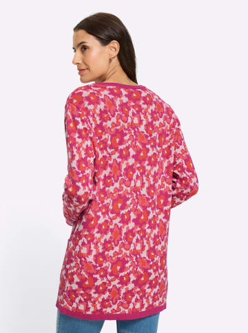 WITT WEIDEN Jacquard-Strickjacke in fuchsia-koralle-gemustert