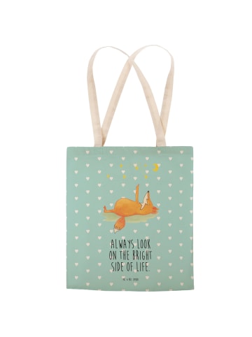 Mr. & Mrs. Panda Beutel Fuchs Sterne mit Spruch in Türkis Pastell