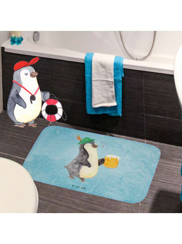 Mr. & Mrs. Panda Duschvorleger Pinguin Bier ohne Spruch in Eisblau