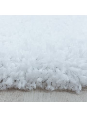 KADIMA DESIGN Teppich Hochflor Shaggy Waschbar Einfarbig SPREE Strapazierfähig in Weiß