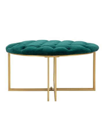 Mauro Ferretti Pouf aus Metall, goldfarbenem und grünem Stoff, Ø 90 x 49 cm