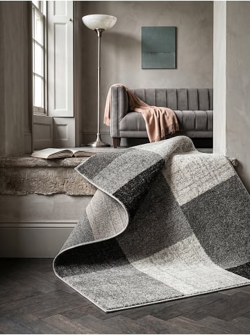 KADIMA DESIGN Kurzflorteppich Patchwork pflegeleicht Wohnzimmer Schlafzimmer Flur in Grau