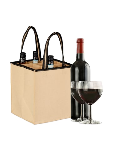 relaxdays 2 x Flaschentasche in Beige