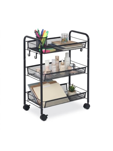 relaxdays Rollwagen in Schwarz - (B)44,5 x (H)63 x (T)26 cm