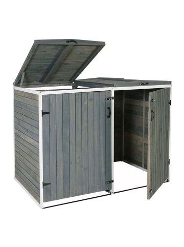 MCW XL 2er-/4er-Mülltonnenverkleidung H74, erweiterbar, Grau-weiß