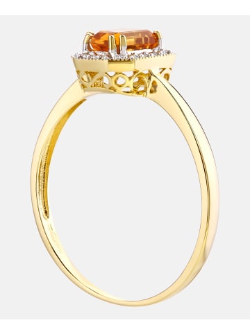 Diamant L'éternel Cluster-Ring aus 375 Gelbgold mit Diamant mit Citrin