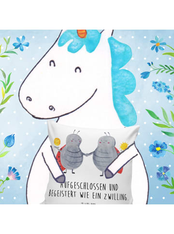 Mr. & Mrs. Panda Kuschelkissen Sternzeichen Zwilling mit Spruch in Weiß