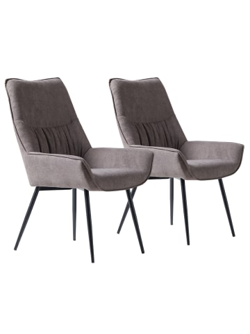 Home Nature Wohnkonzept Esszimmerstühle 2er Set Wing Back in Dunkelgrau 67.5x60x94 cm