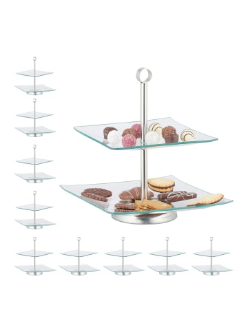relaxdays 10x Etagere in Silber/ Transparent