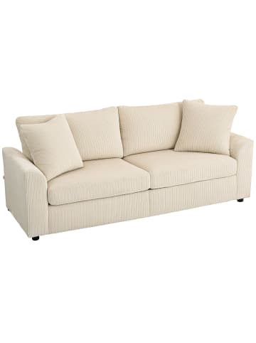 HOMCOM 3-Sitzer-Sofa-212L x 80B x 88H cm-Cremeweiß
